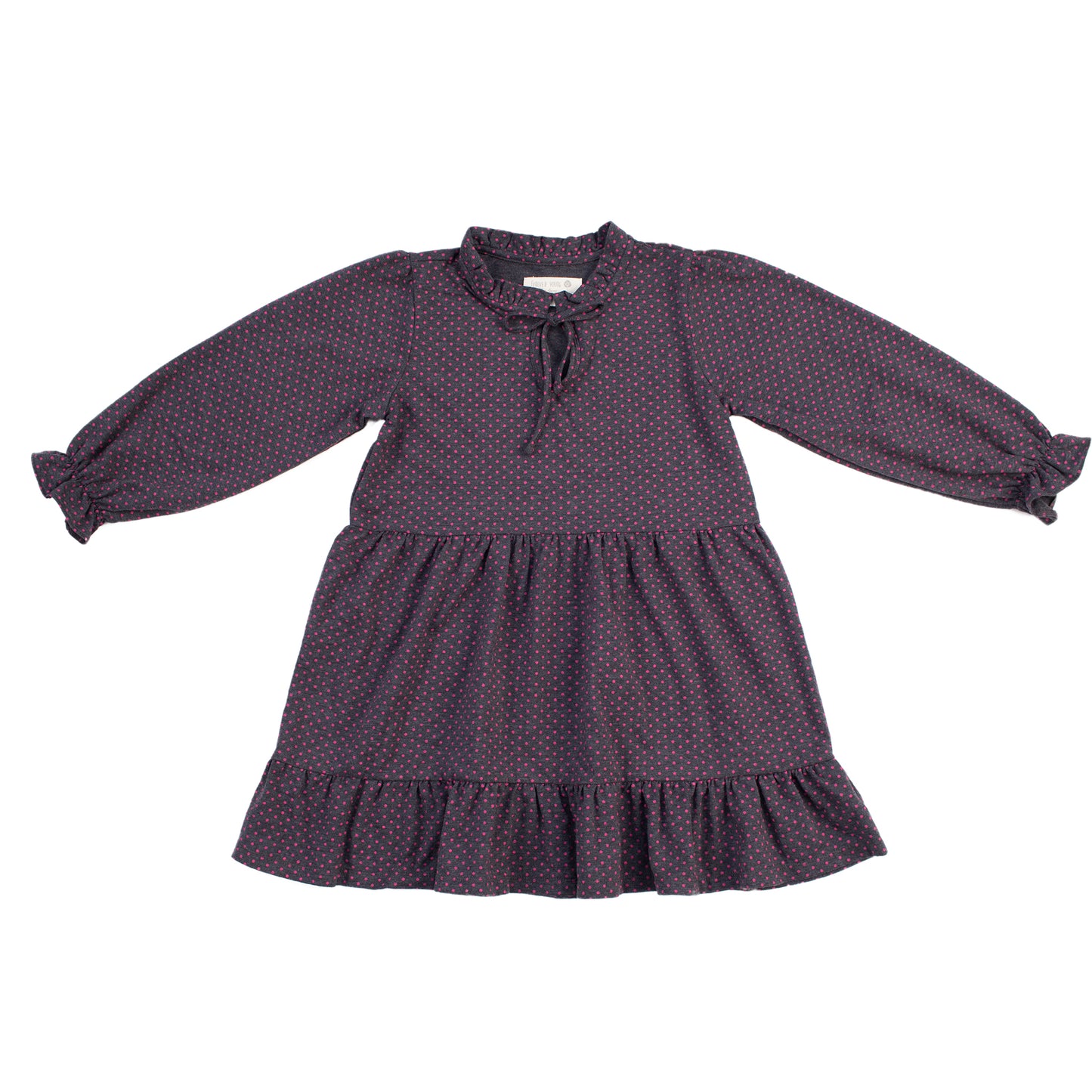 Kids String Bow Collar Tiered Dress
