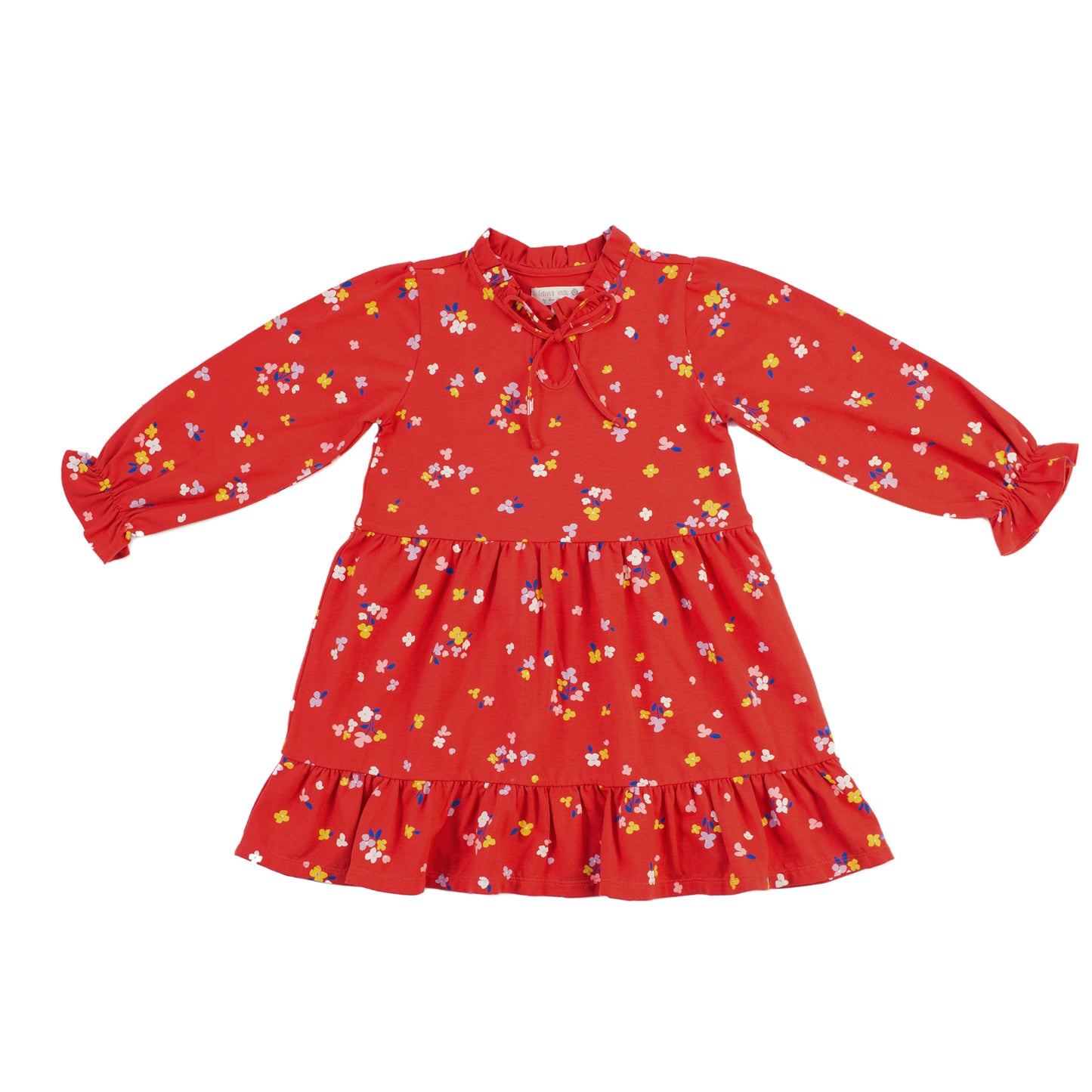 Kids String Bow Collar Tiered Dress
