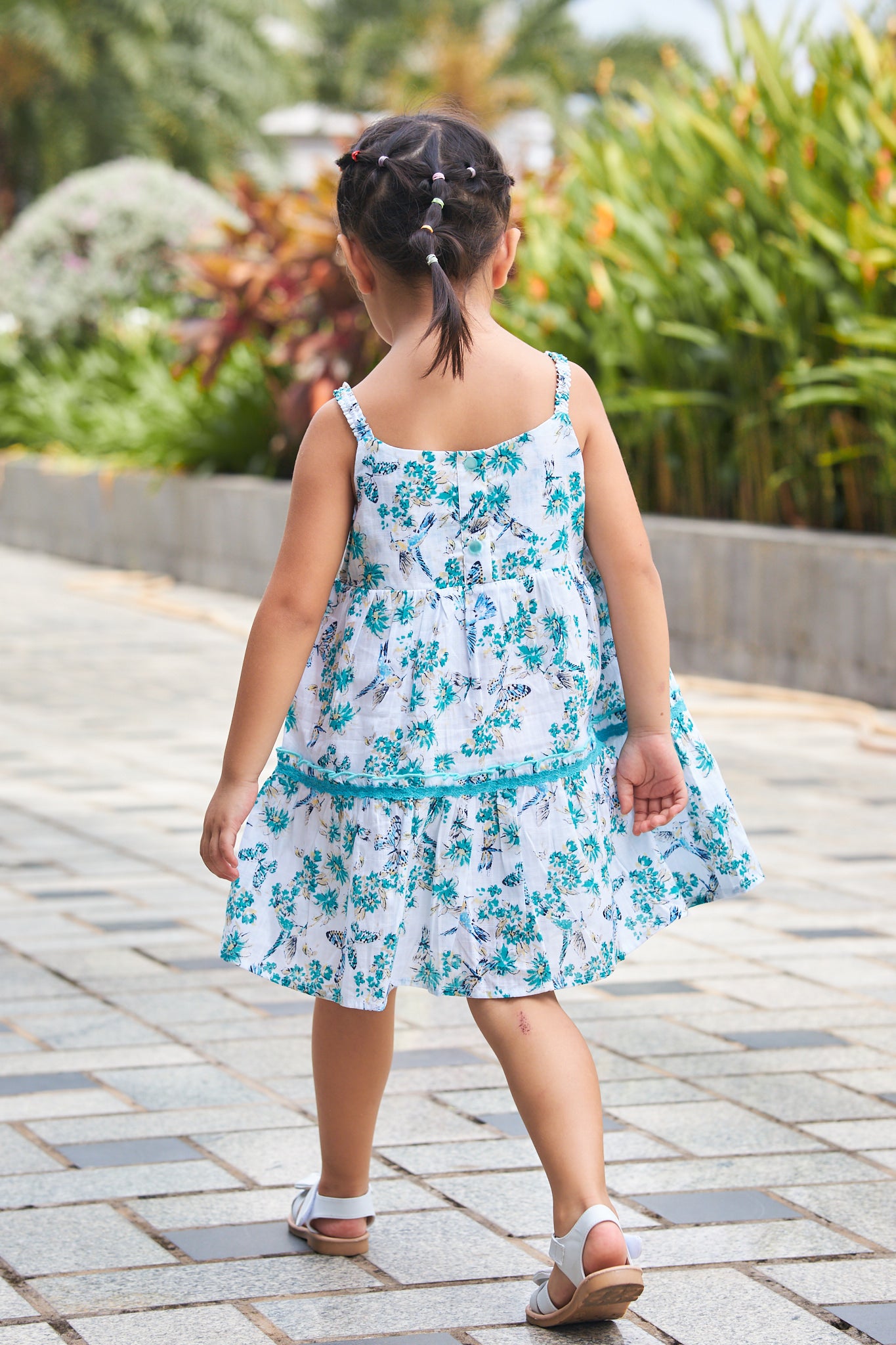 Kids Floral Apron Tiered Dress