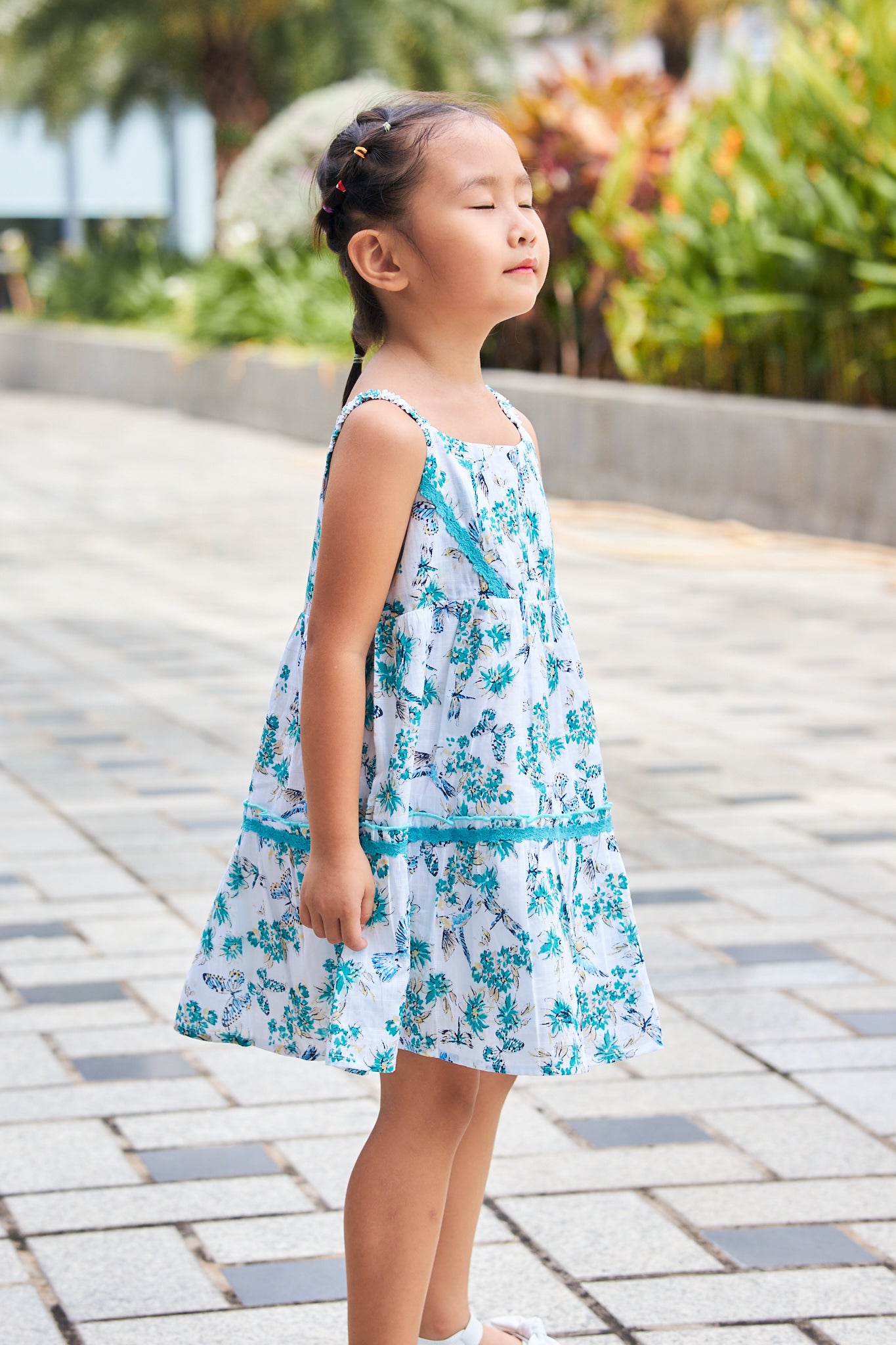 Kids Floral Apron Tiered Dress