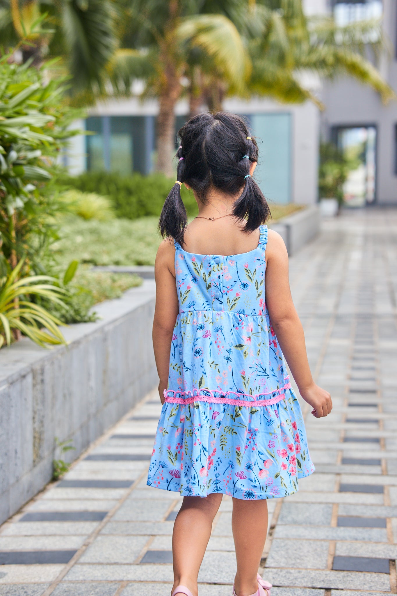 Kids Floral Apron Tiered Dress