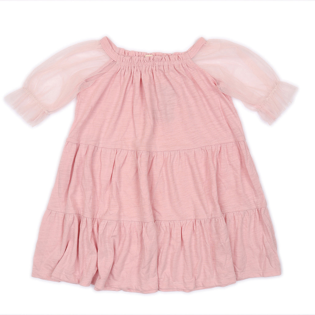 Kids Raglan Sleeves Tiered Dress