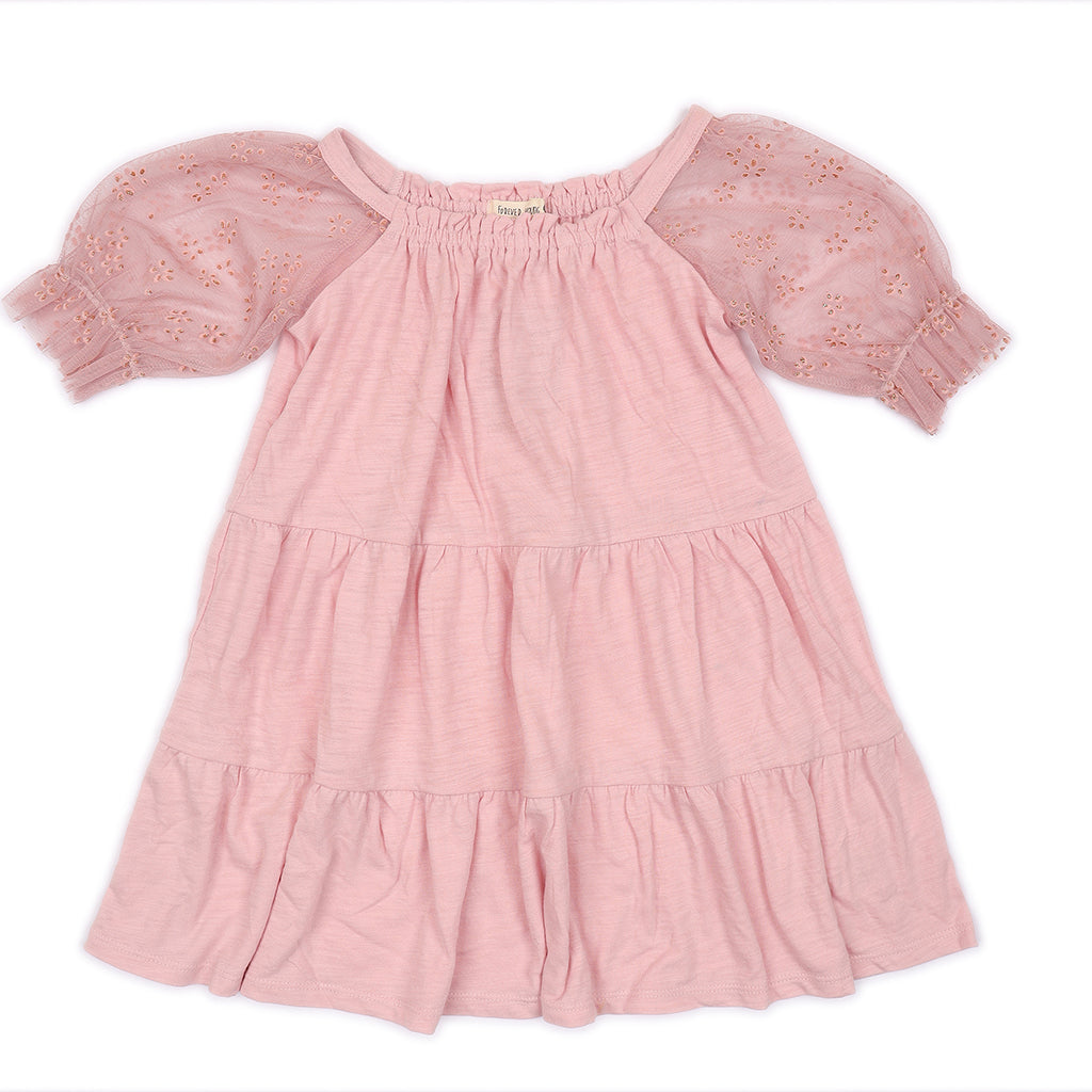 Kids Raglan Sleeves Tiered Dress