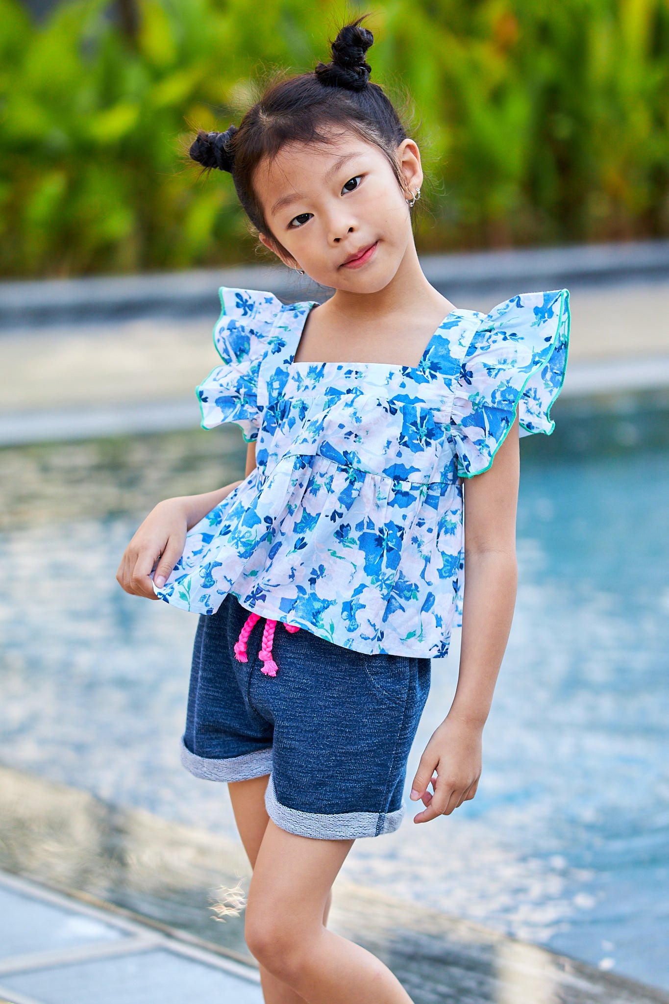 Kids Flutter Sleeves Crop Top
