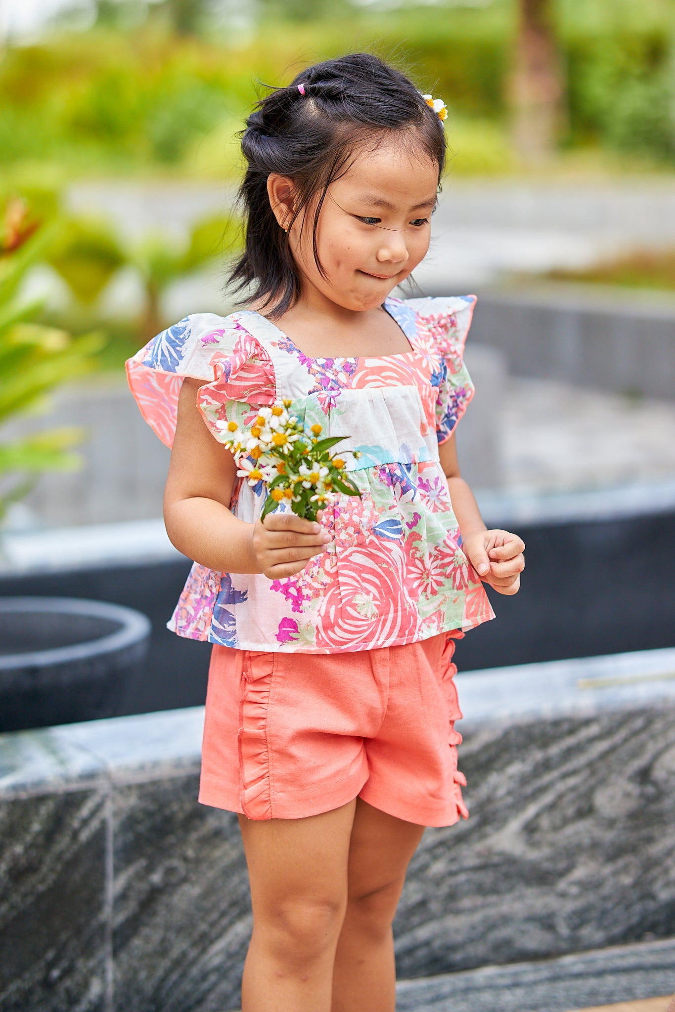 Kids Flutter Sleeves Crop Top