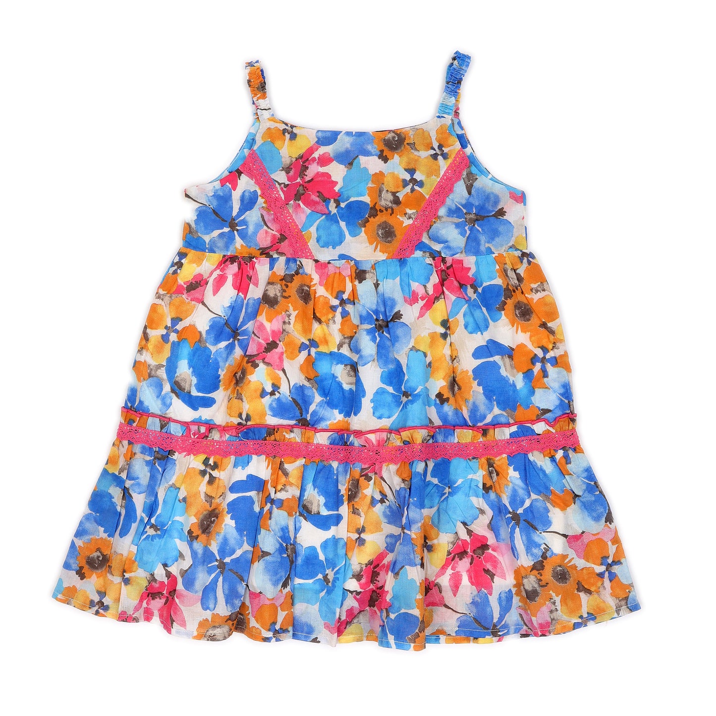 Kids Floral Apron Tiered Dress