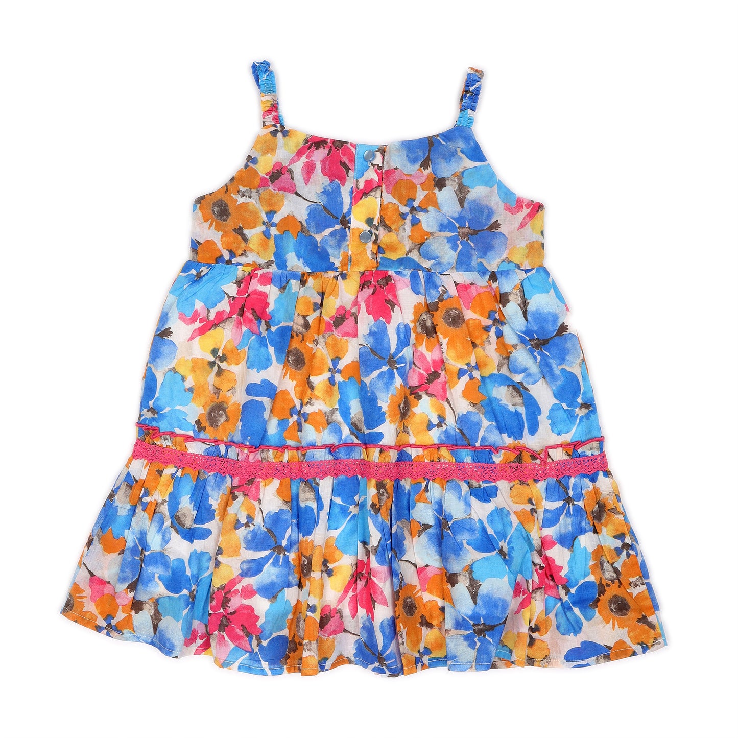 Kids Floral Apron Tiered Dress