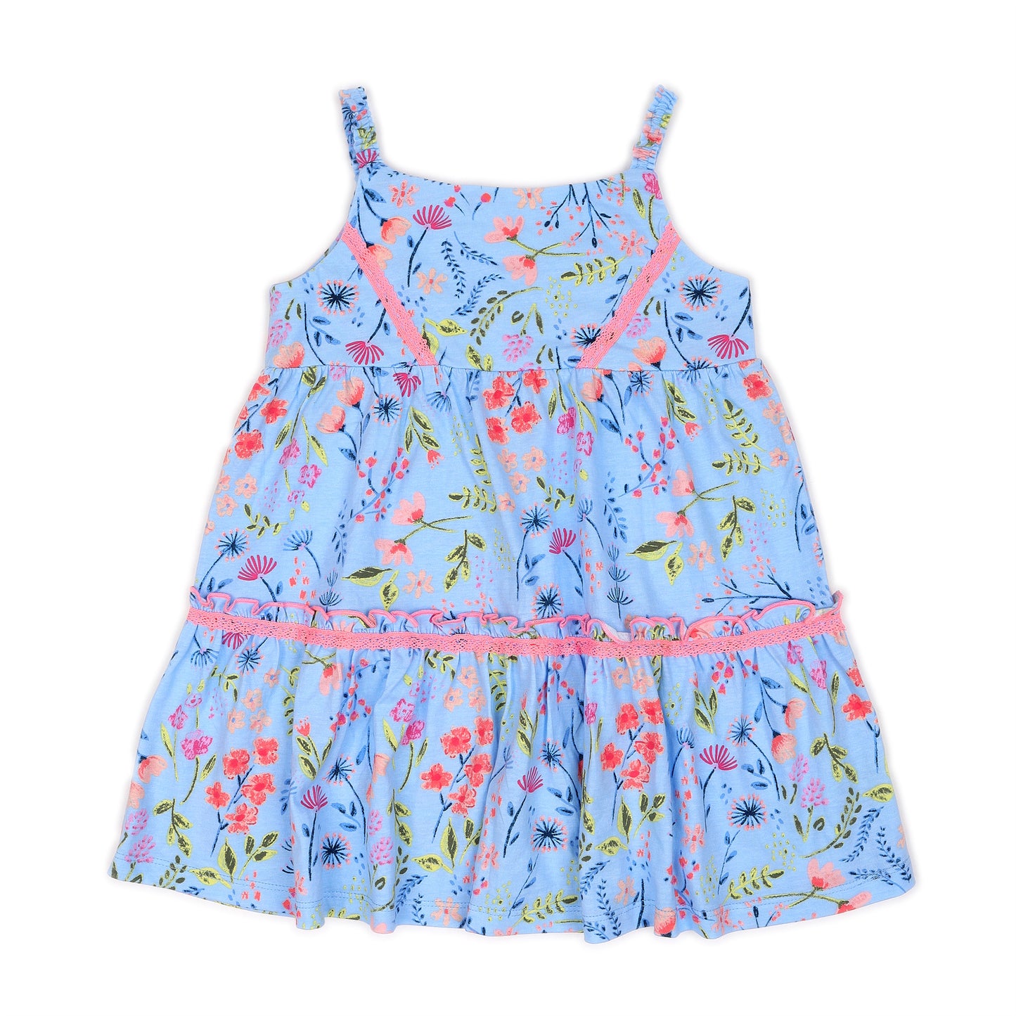 Kids Floral Apron Tiered Dress