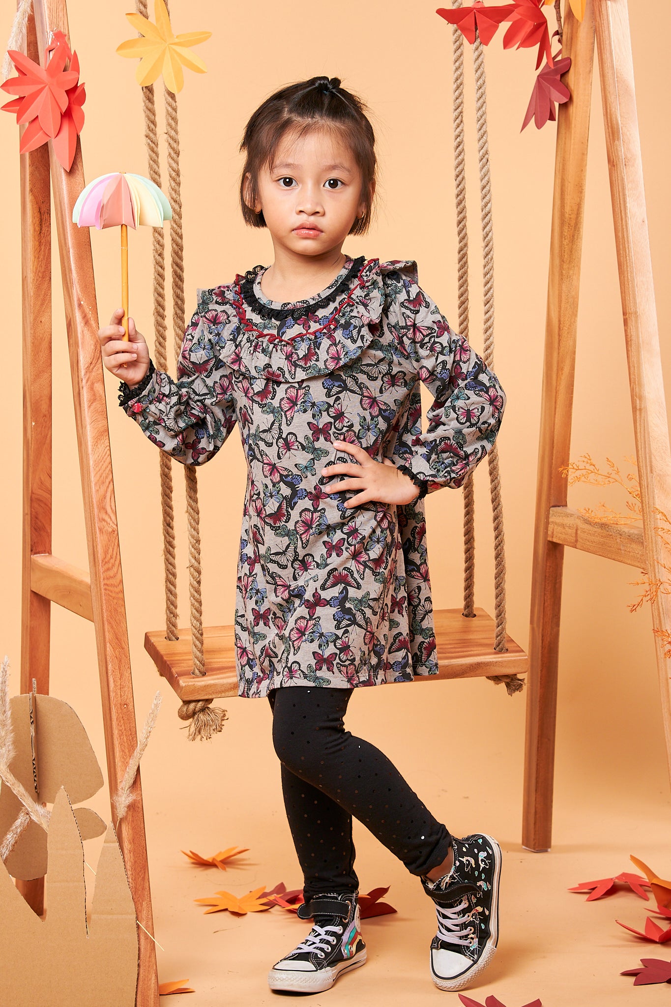 Kids Ruffle Collar Dress