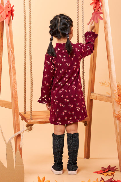 Kids Ruffle Sleeves Dress