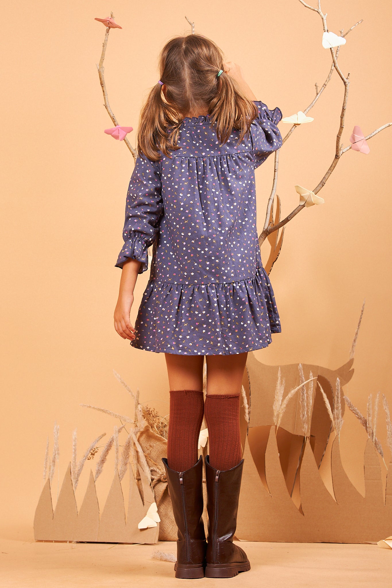 Kids Ruffle Neck Dress