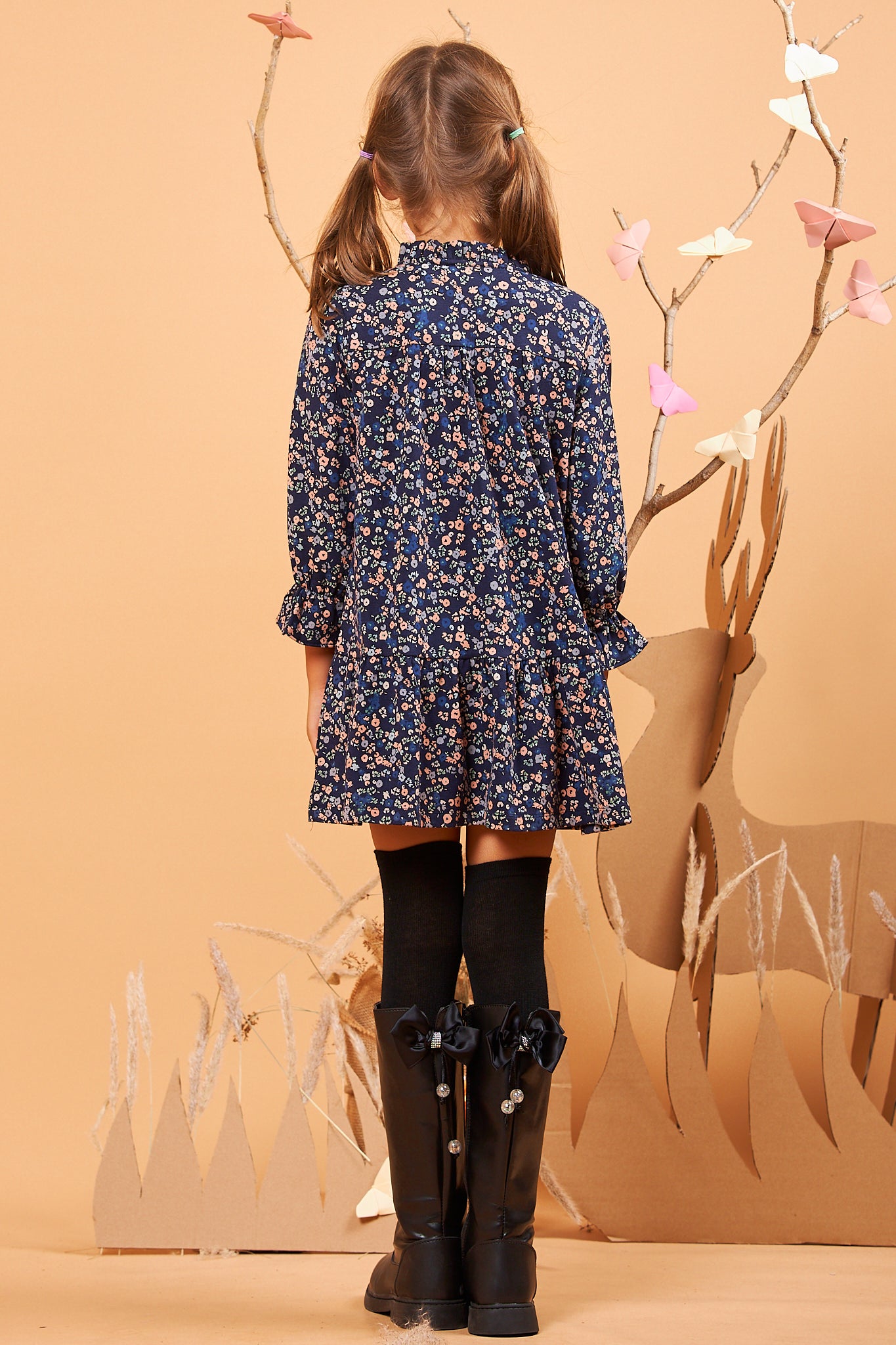 Kids Ruffle Neck Dress