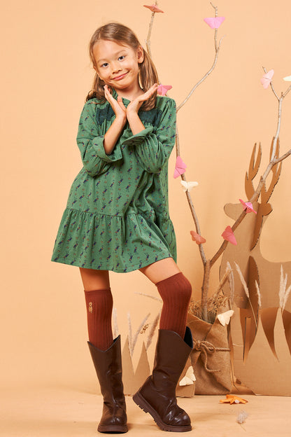 Kids Ruffle Neck Dress