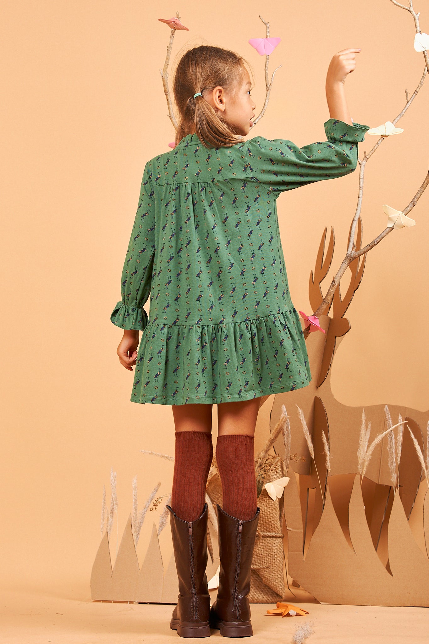 Kids Ruffle Neck Dress