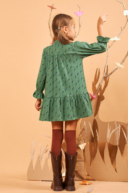 Kids Ruffle Neck Dress