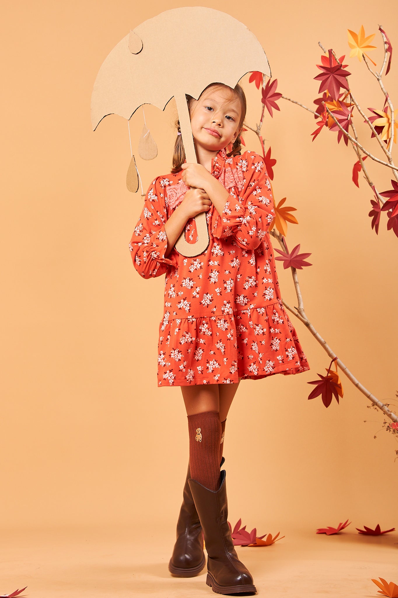 Kids Ruffle Neck Dress