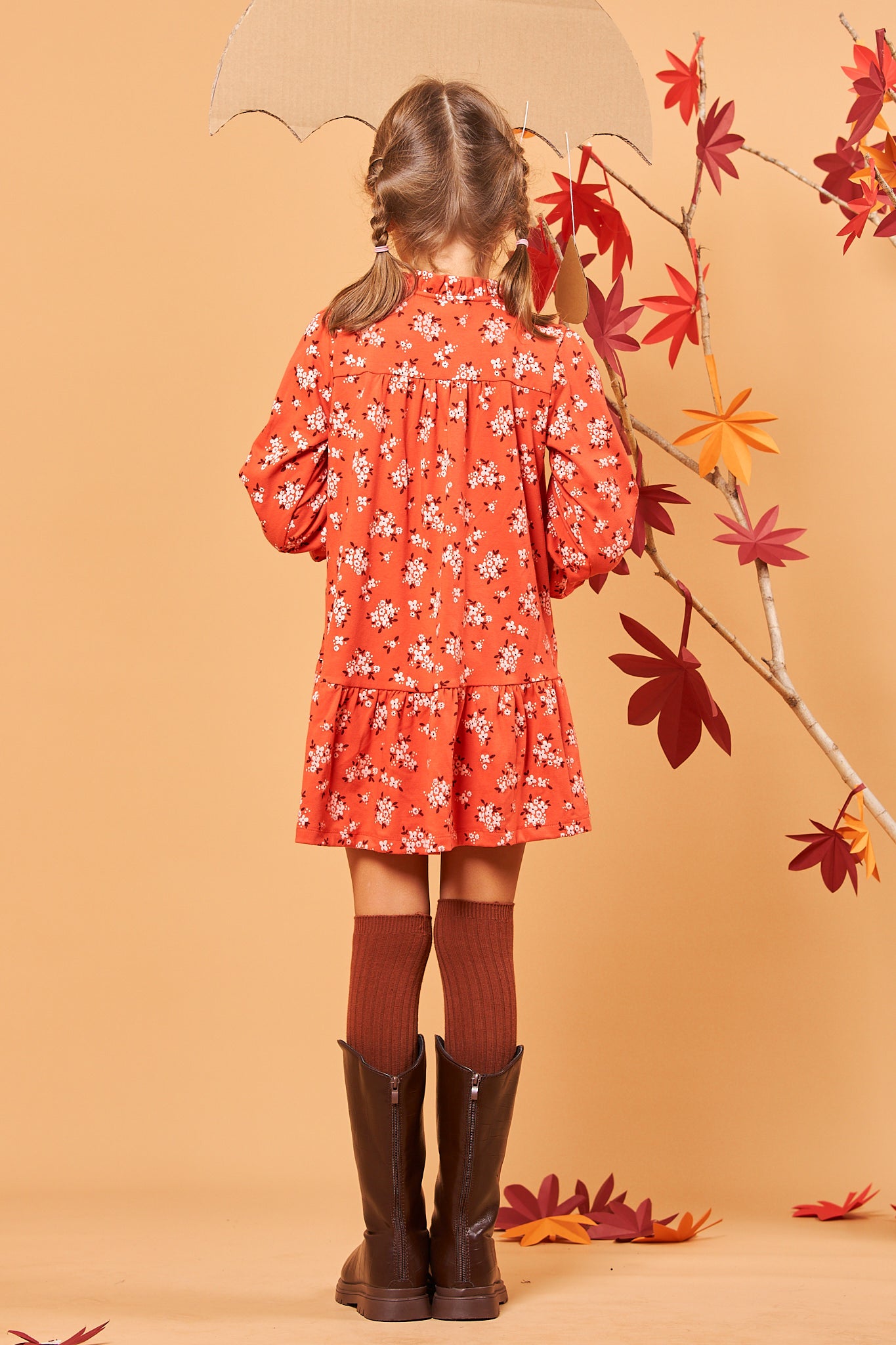 Kids Ruffle Neck Dress
