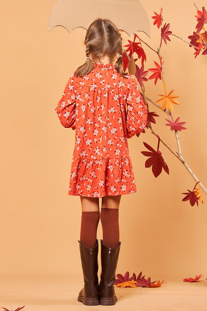 Kids Ruffle Neck Dress