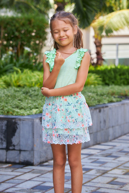 Kids Lace Tiered Skirt