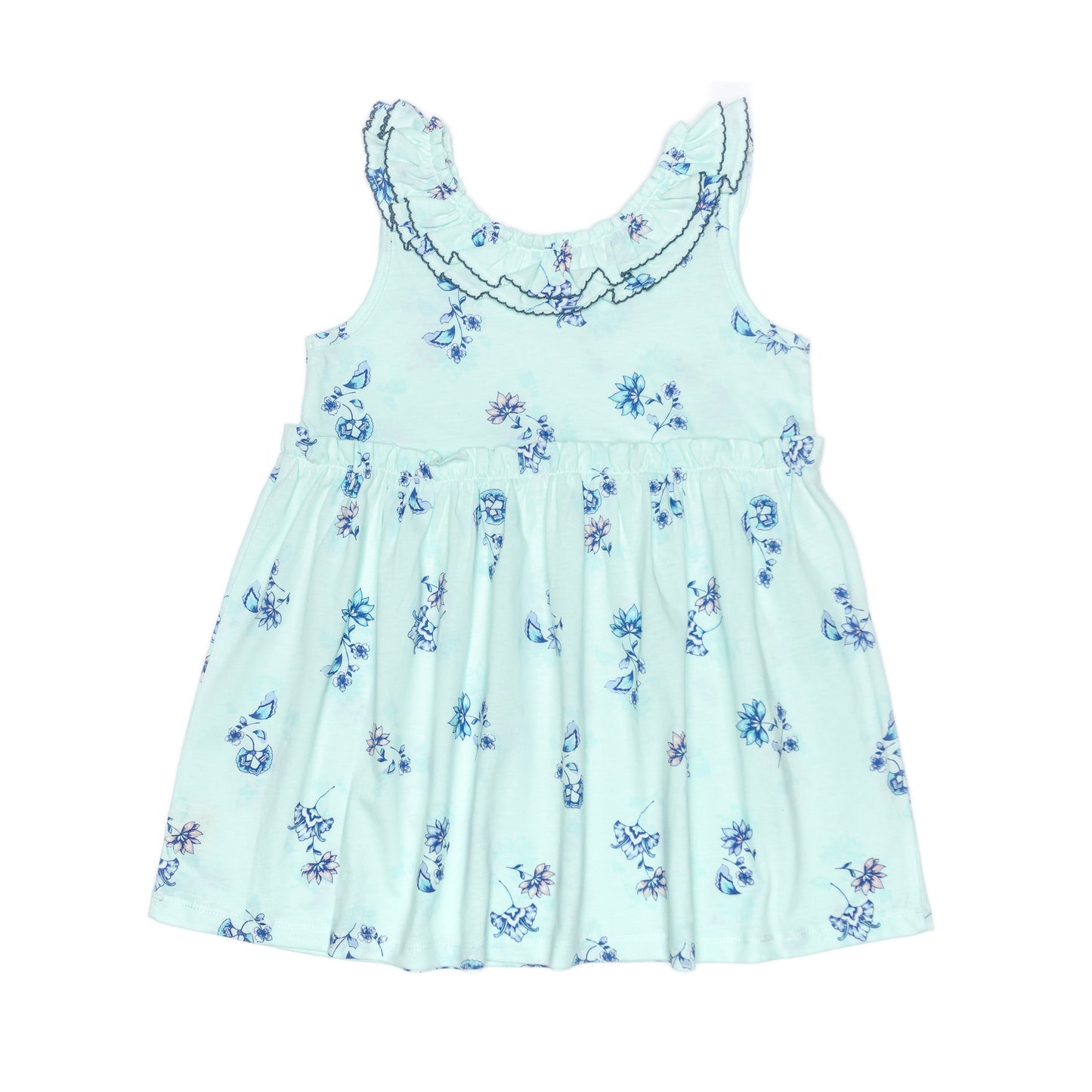 Kids Picot Collar  Shift Dress