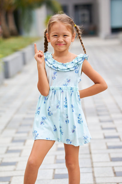 Kids Picot Collar  Shift Dress