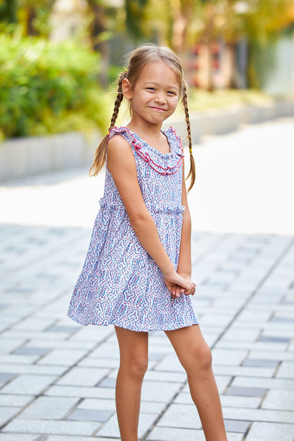 Kids Picot Collar  Shift Dress