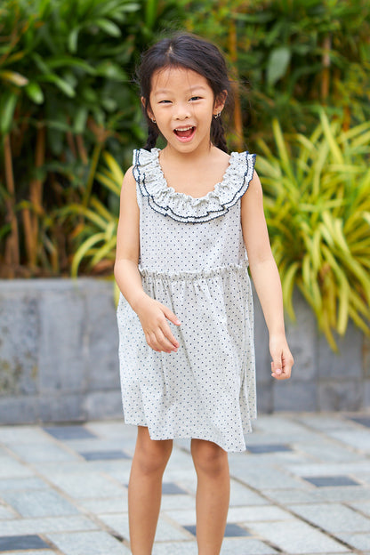 Kids Picot Collar  Shift Dress