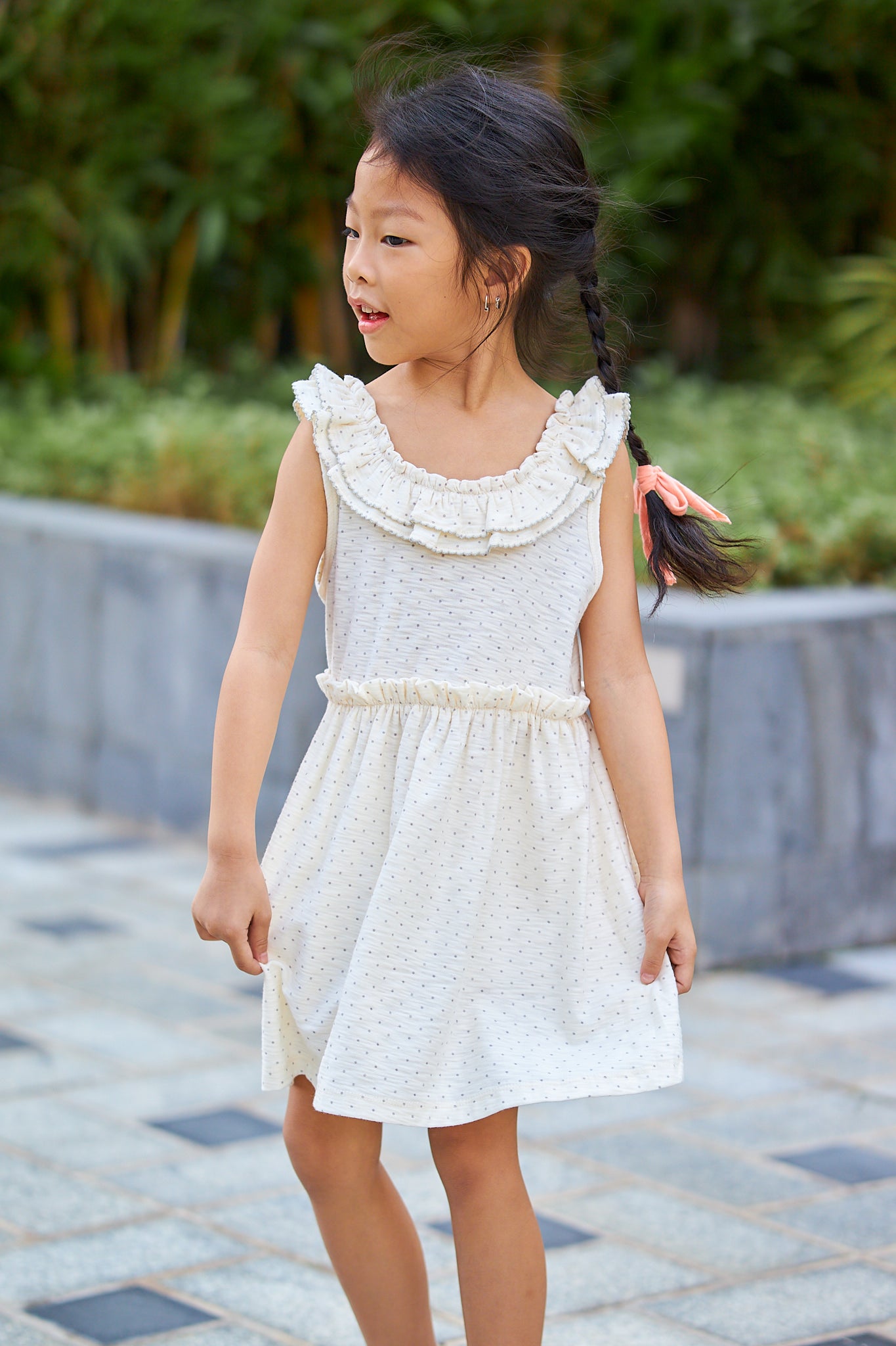 Kids Picot Collar  Shift Dress