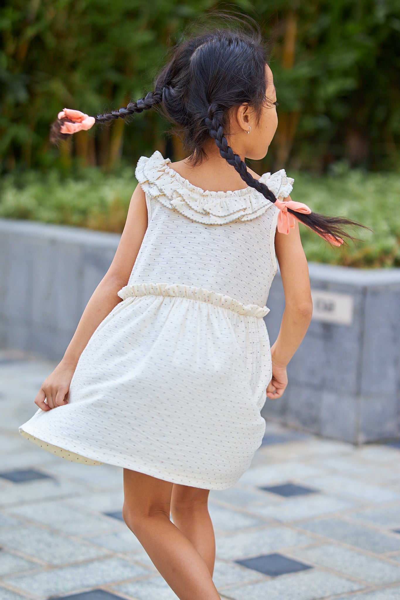 Kids Picot Collar  Shift Dress