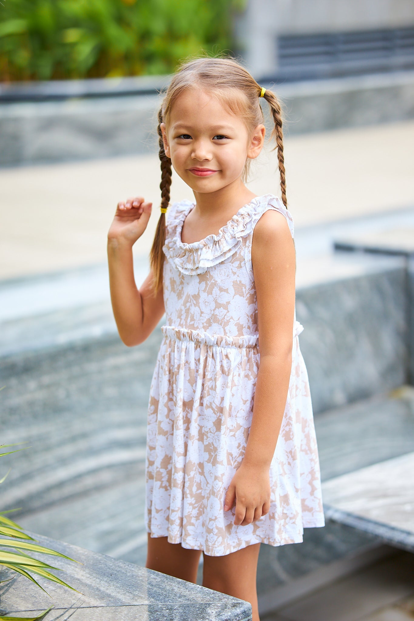 Kids Picot Collar  Shift Dress