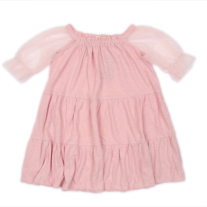 Kids Raglan Sleeves Tiered Dress